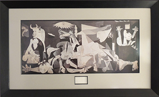"Guernica" framed print by Picasso with genuine Picasso autograph inserted into frame - $4000 (ONO)